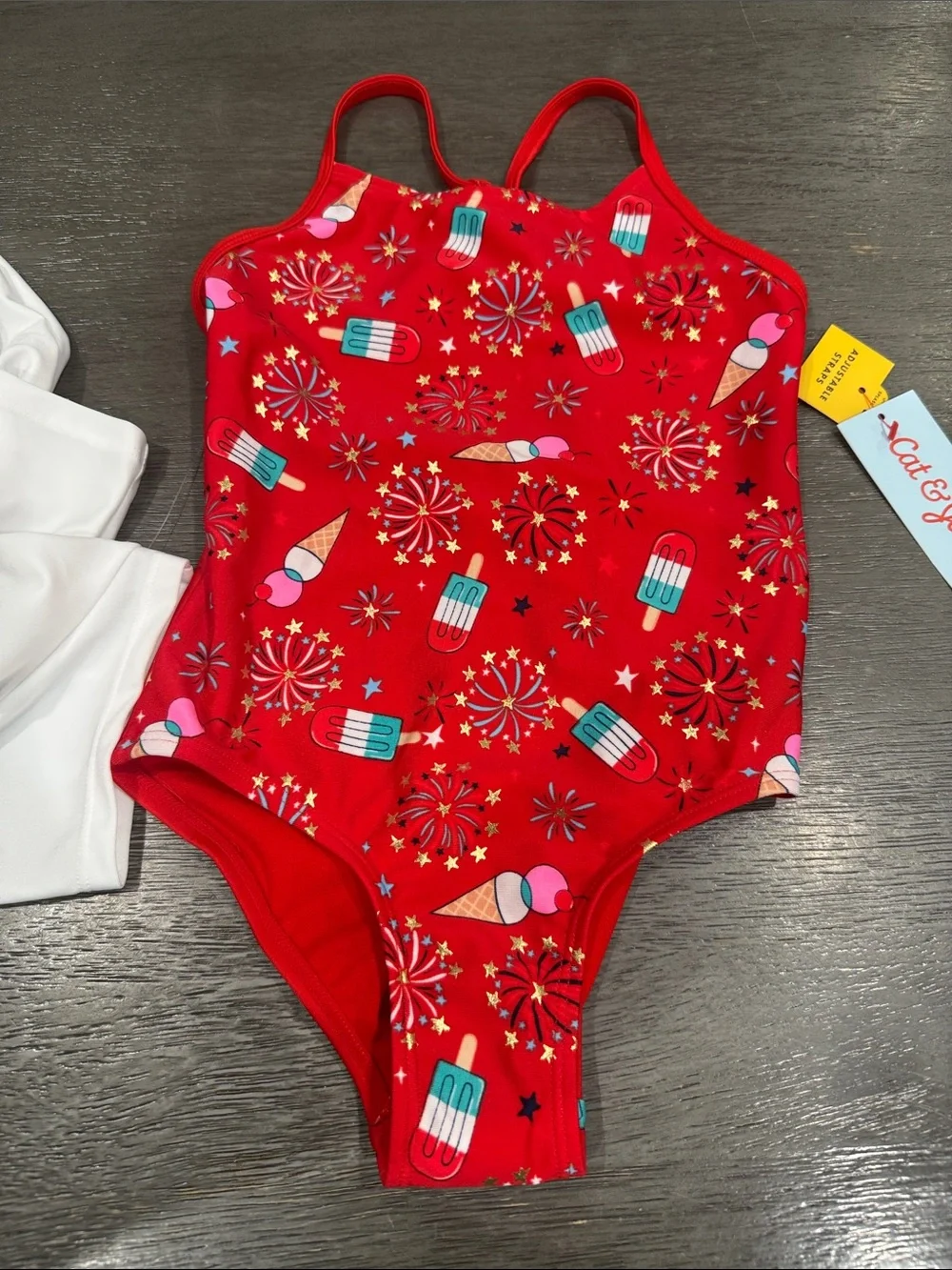 Cat & Jack Red Ice Cream & Popsicle One-Piece Swimsuit for Kids